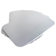 13" x 9" Flat Foil-Covered Cardboard Lids for 4 lb. Oblong Aluminum Pans 